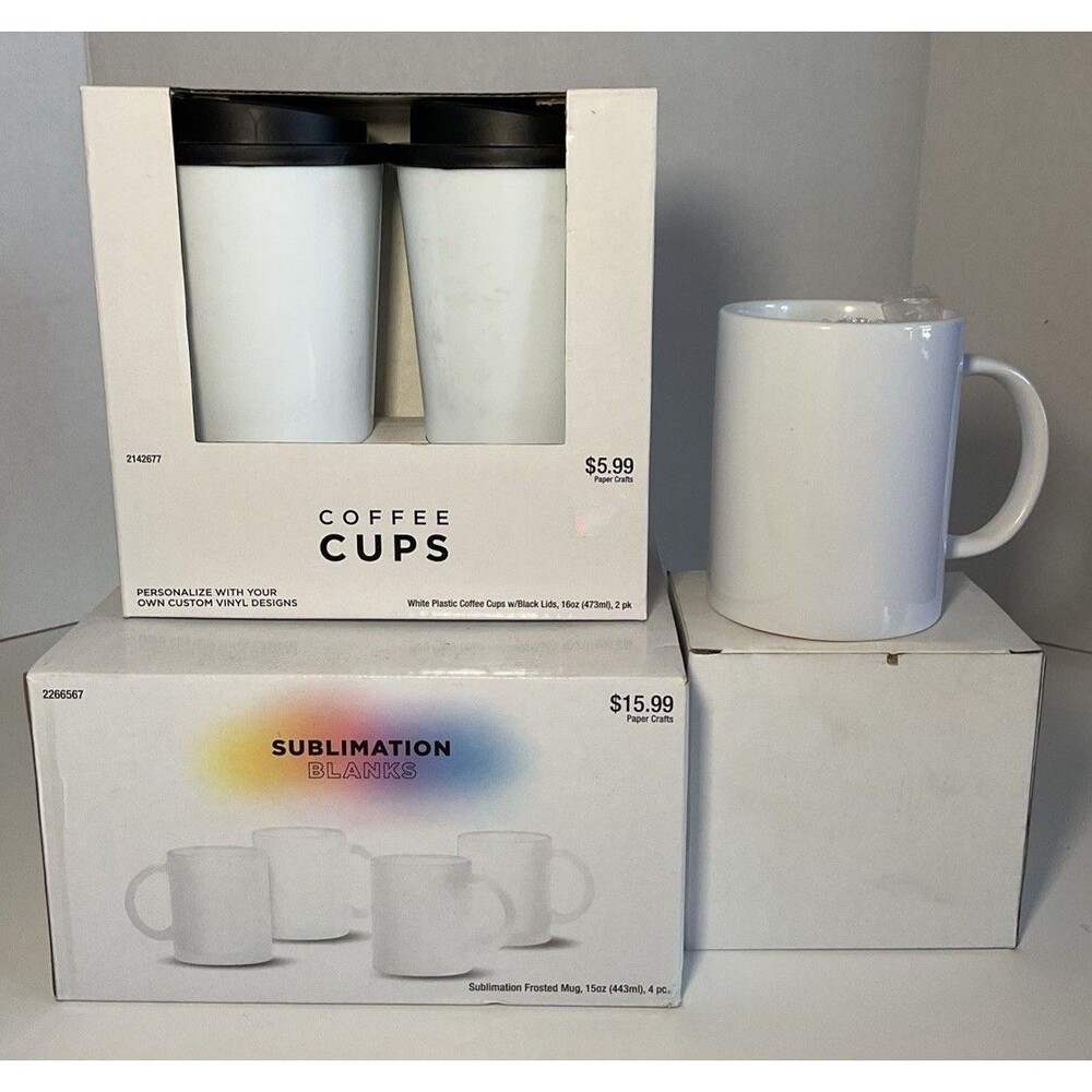 Sublimation Mugs 15oz (4uni) + 15oz Cricup (1uni) + Coffee Cups 16oz (2uni)